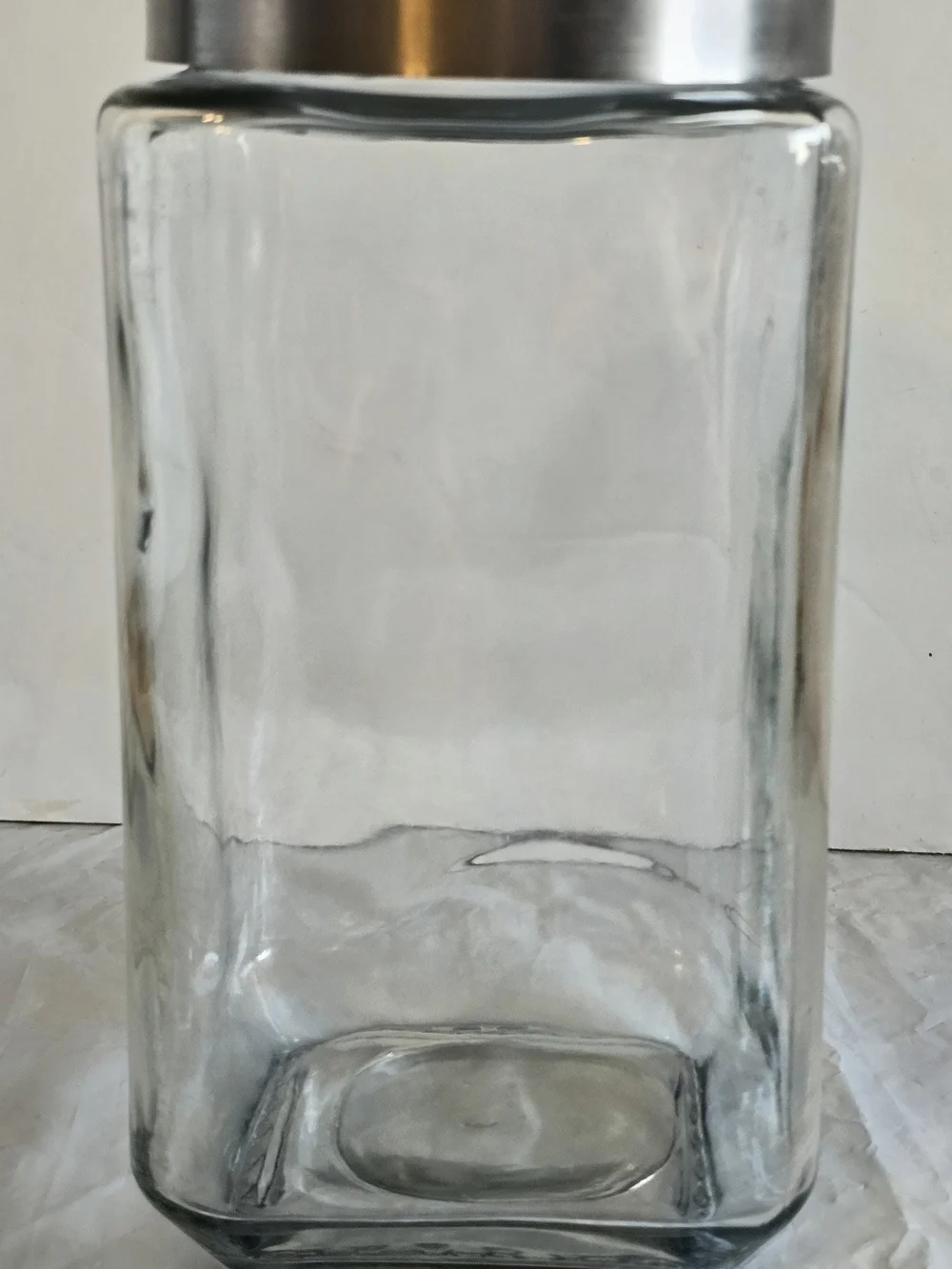 Clear Glass Storage Jar with Silver Lid New Large 9x4.5 Inch More Avail